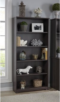 Heather Gray 5-Shelf Bookcase - Cabot-5