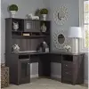 CAB001HRG Cabot Heather Gray L-Shaped Desk with Hutch - Bush Furniture