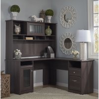 Heather Gray L-Desk with Hutch - Cabot