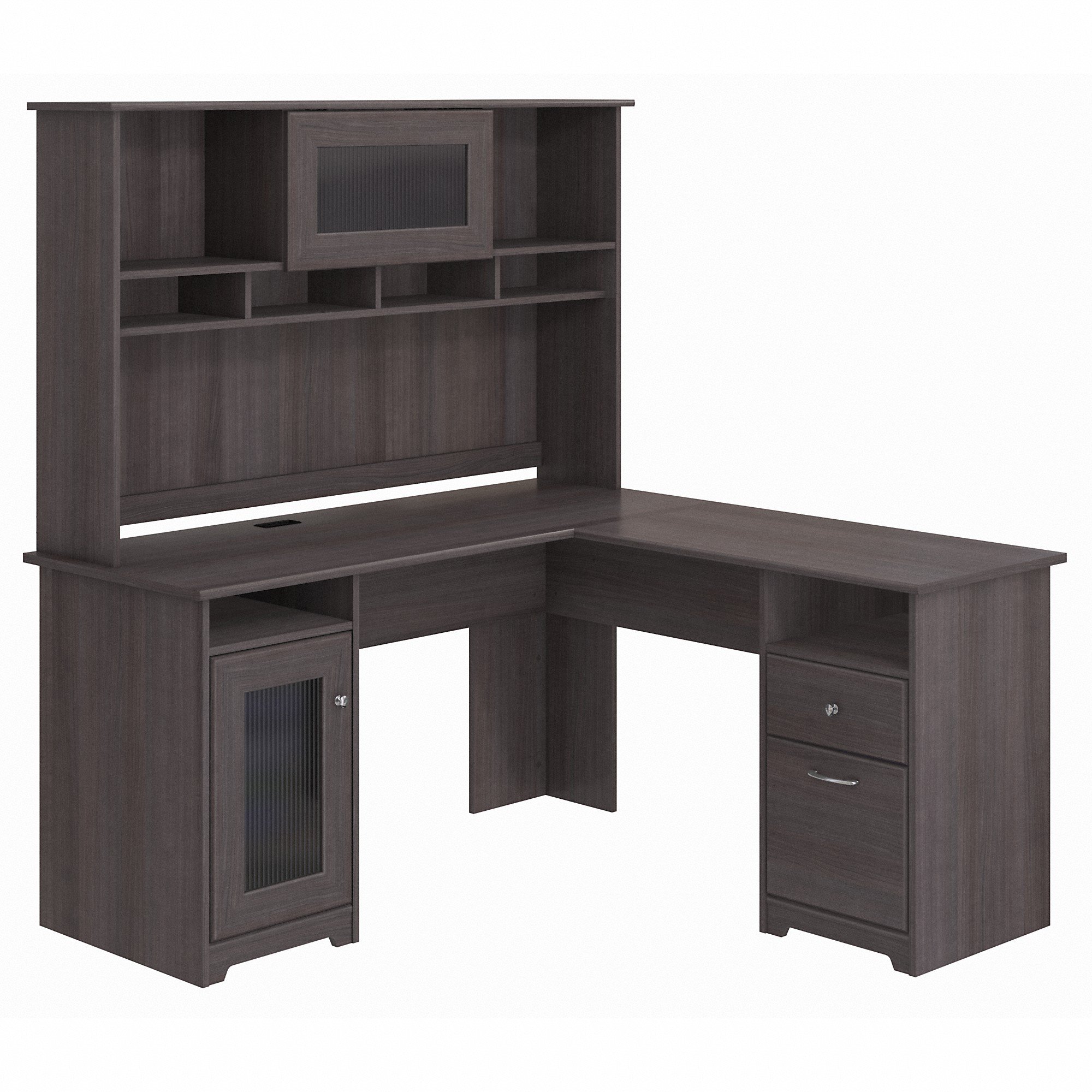 Heather Gray L-Desk with Hutch - Cabot-3