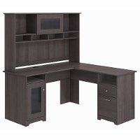 Heather Gray L-Desk with Hutch - Cabot-3