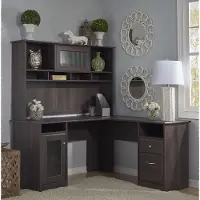 CAB001HRG Heather Gray L-Shaped Desk with Hutch - Cabot