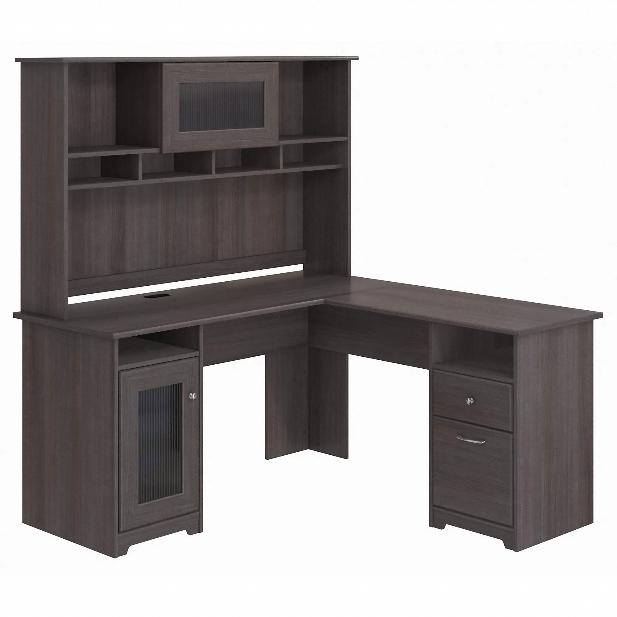 CAB001HRG Heather Gray L-Shaped Desk with Hutch - Cabot-3