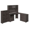 Heather Gray Corner Desk with Hutch, Lateral File, Bookcase - Cabot