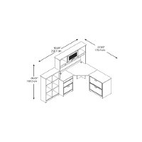 Heather Gray Corner Desk with Hutch, Lateral File, Bookcase - Cabot -5