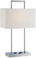 Chrome Table Lamp with 2 Outlets