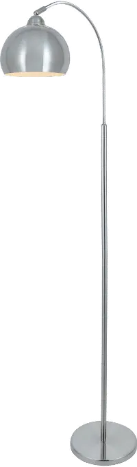 Polished Steel Arched Arm Floor Lamp