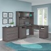Heather Gray L-Desk with Hutch and Lateral File - Cabot-2