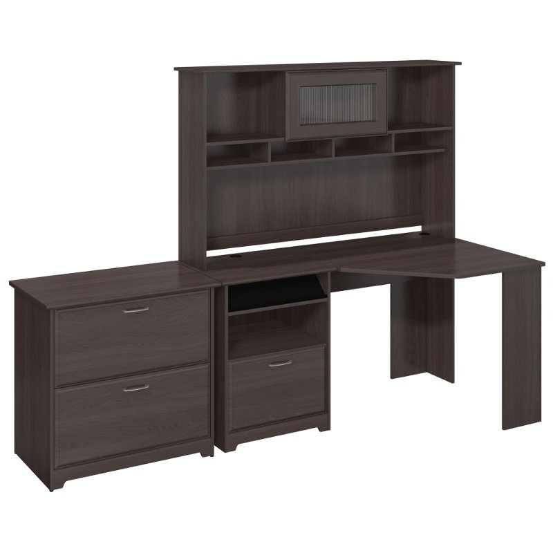 Heather Gray Corner Desk With Hutch Lateral File Cabot Rc Heather Gray Corner Desk With Hutch Lateral File Cabot