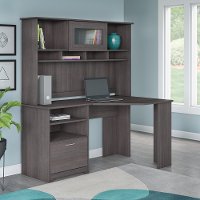 Heather Gray Corner Desk With Hutch - Cabot