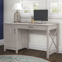 Gray Single Pedestal Desk (54 Inch) - Key West
