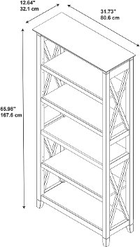 Gray 5-Shelf Bookcase - Key West-5