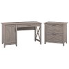 Gray Single Pedestal Desk, Lateral File (54 Inch) - Key West