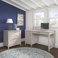 Gray Single Pedestal Desk, Lateral File (54 Inch) - Key West -2