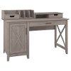 Gray Single Pedestal Desk and Organizer (54 Inch) - Key West -2