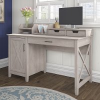 Gray Single Pedestal Desk and Organizer (54 Inch) - Key West