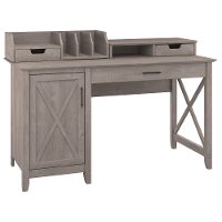 Gray Single Pedestal Desk and Organizer (54 Inch) - Key West -2