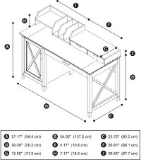 Gray Single Pedestal Desk and Organizer (54 Inch) - Key West -5