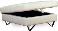 Milky White Modern Storage Ottoman - Liberty
