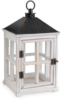 WLWHT/LANTERN/WARMER Weathered White Wooden Candle Lantern - Candle Warmers