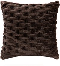 Brown Faux-Fur Square Throw Pillow - Hutchins