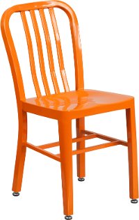 Orange Metal Indoor/Outdoor Dining Chair - Graphic