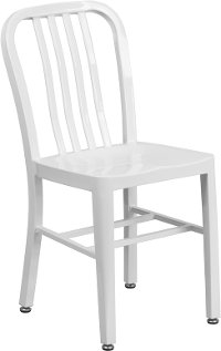 White Metal Indoor/Outdoor Dining Chair - Graphic