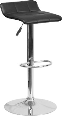 Black Adjustable Bar Stool with Chrome Base