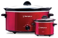 Red 8-Quart Slow Cooker With Matching .6-Quart Sauce Warmer