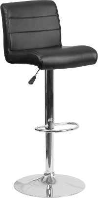 Black Vinyl Adjustable Bar Stool with Chrome Base