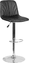 Black Vinyl Adjustable Bar Stool with Chrome Base