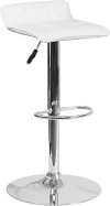 White Adjustable Bar Stool with Chrome Base