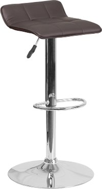 Brown Adjustable Bar Stool with Chrome Base