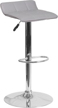 Gray Adjustable Bar Stool with Chrome Base