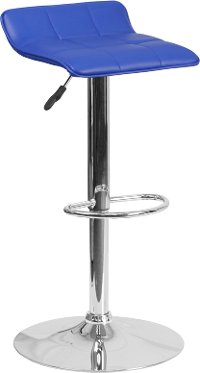 Blue Adjustable Bar Stool with Chrome Base