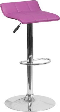 Purple Adjustable Bar Stool with Chrome Base