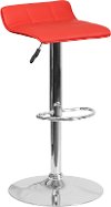 Red Adjustable Bar Stool with Chrome Base