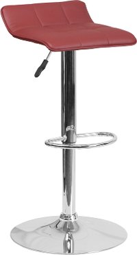 Burgundy Adjustable Bar Stool with Chrome Base