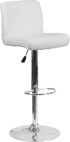 White Vinyl Adjustable Bar Stool with Chrome Base