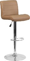 Cappuccino Vinyl Adjustable Bar Stool with Chrome Base
