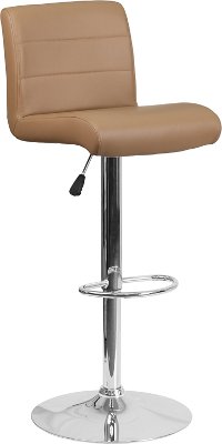 Cappuccino Vinyl Adjustable Bar Stool with Chrome Base