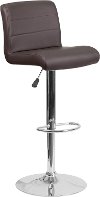Brown Vinyl Adjustable Bar Stool with Chrome Base