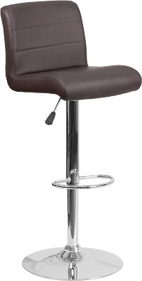 Brown Vinyl Adjustable Bar Stool with Chrome Base