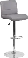 Gray Vinyl Adjustable Bar Stool with Chrome Base
