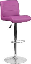 Purple Vinyl Adjustable Bar Stool with Chrome Base
