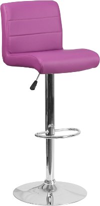 Purple Vinyl Adjustable Bar Stool with Chrome Base