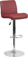 Burgundy Vinyl Adjustable Bar Stool with Chrome Base