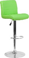 Green Vinyl Adjustable Bar Stool with Chrome Base