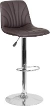 Brown Vinyl Adjustable Bar Stool with Chrome Base
