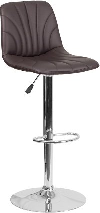 Brown Vinyl Adjustable Bar Stool with Chrome Base